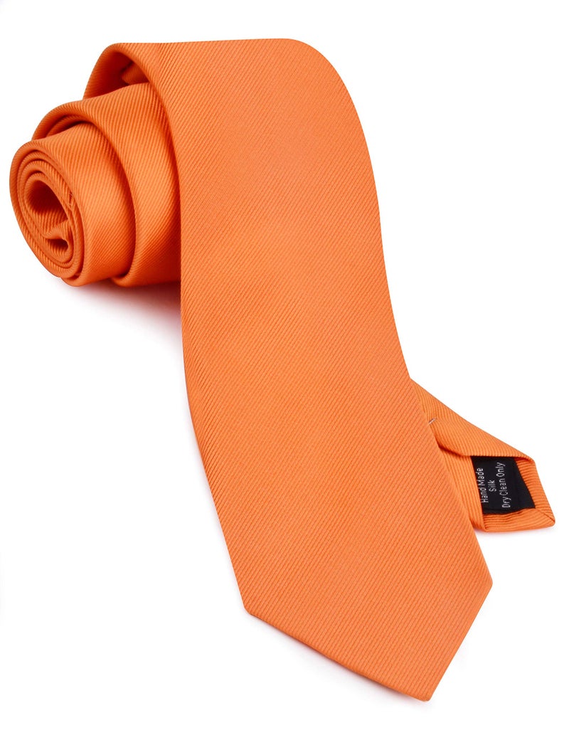 GUSLESON Brand Mens Pumpkin Orange Tie Wedding Solid Ties for Men Fashion Necktie (0791-13) - Image 1